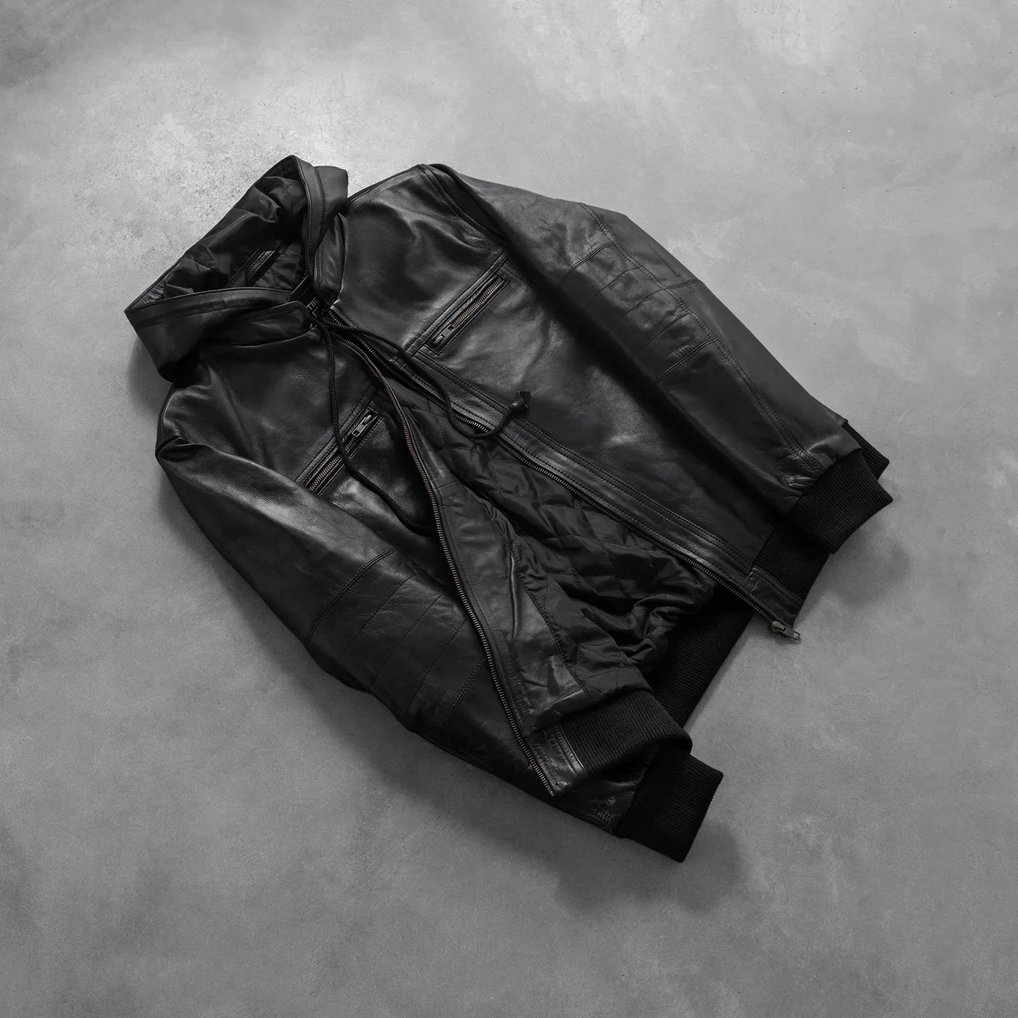 Bouncer Black Leather Bomber Jacket