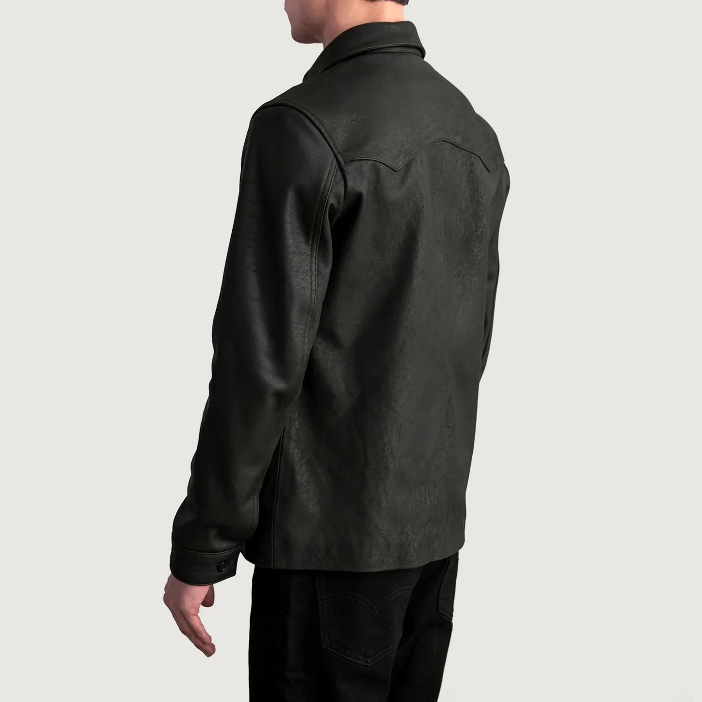 Bronco Tumbled Brown Leather Overshirt
