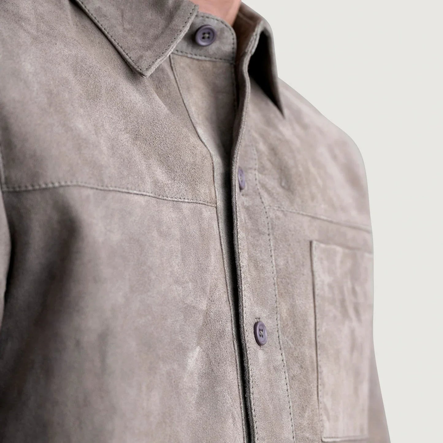 Scout Grey Suede Leather Overshirt