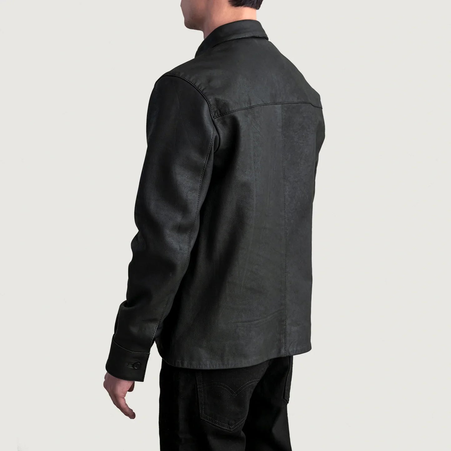 Scout Tumbled Black Leather Overshirt