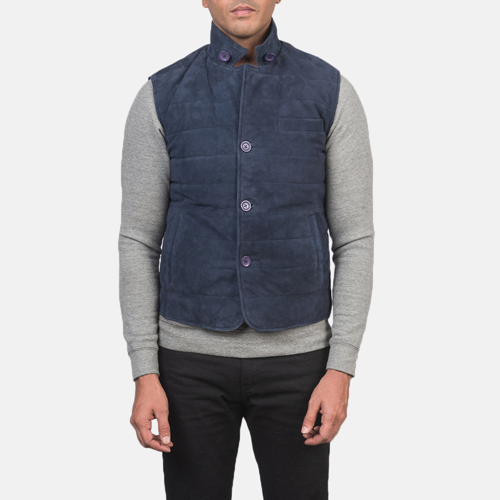 Tony Blue Suede Vest SH61