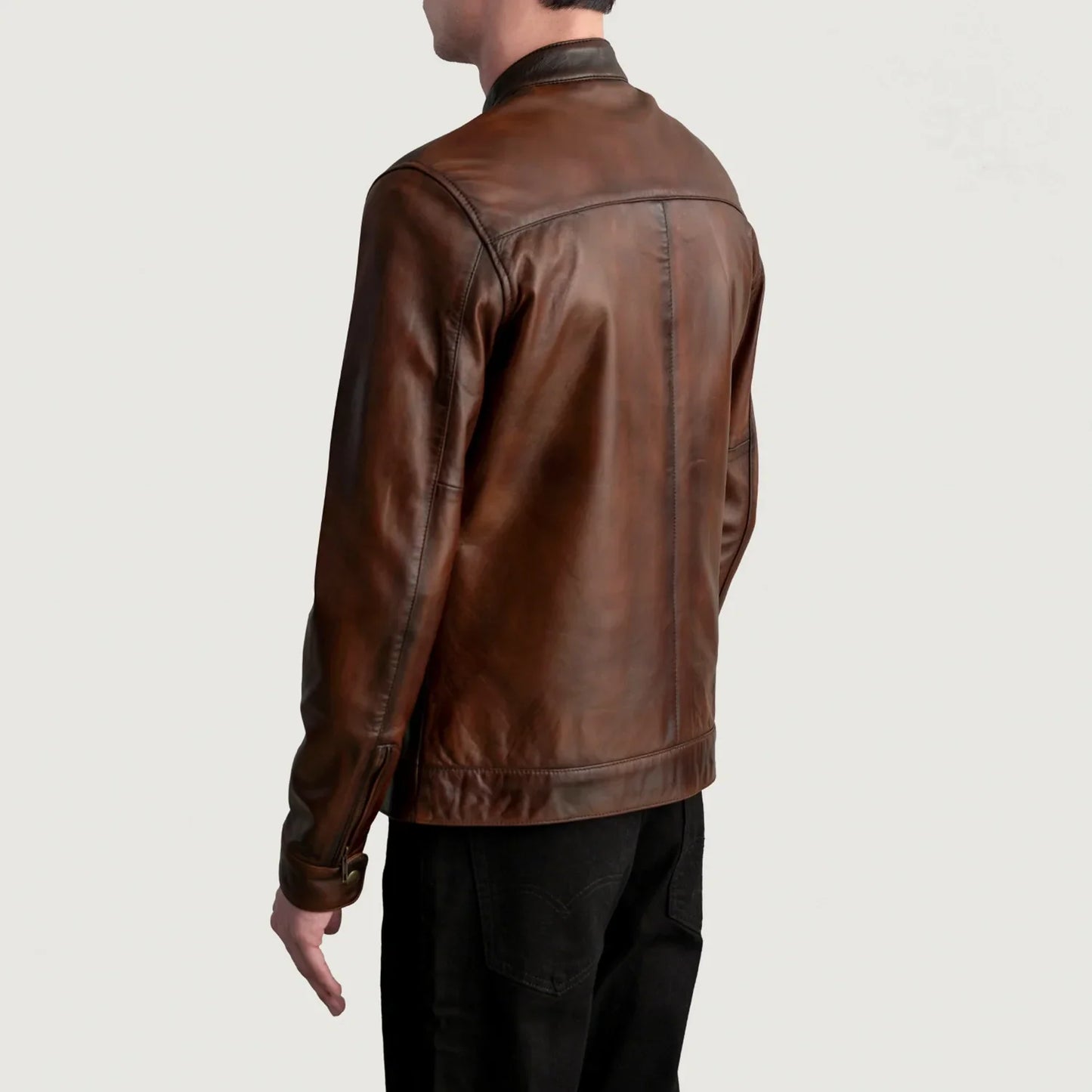 Zen Distressed Brown Leather Biker Jacket SH05