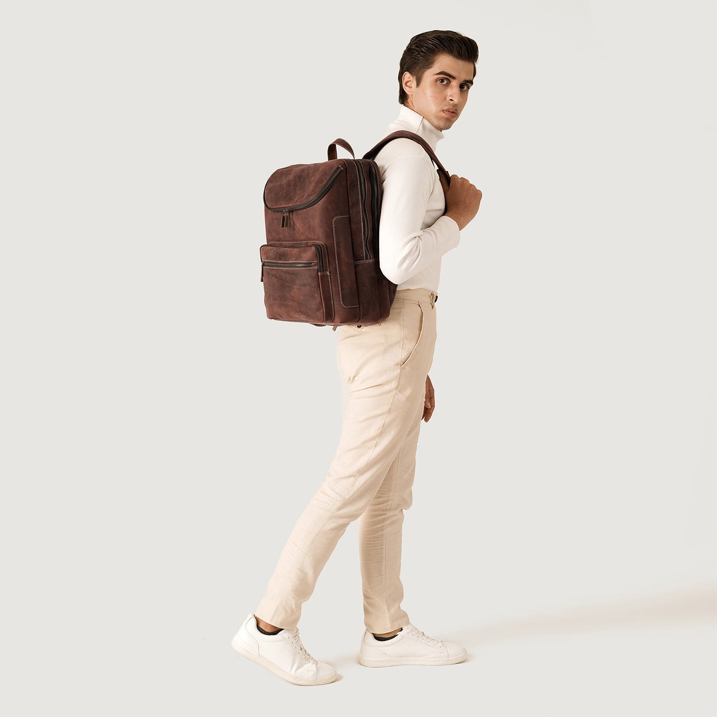 The Bedford Vintage Distressed Brown Leather Backpack