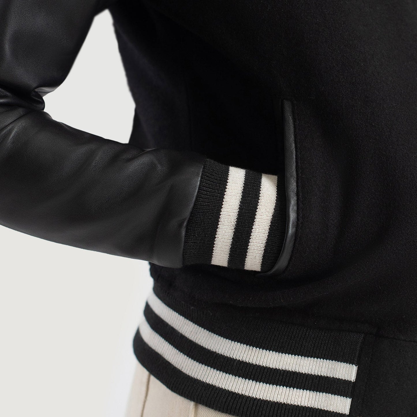Savant Black Hybrid Varsity Jacket SH542