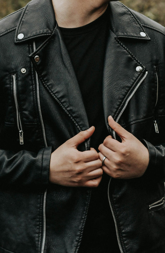 Man in leather jacket
