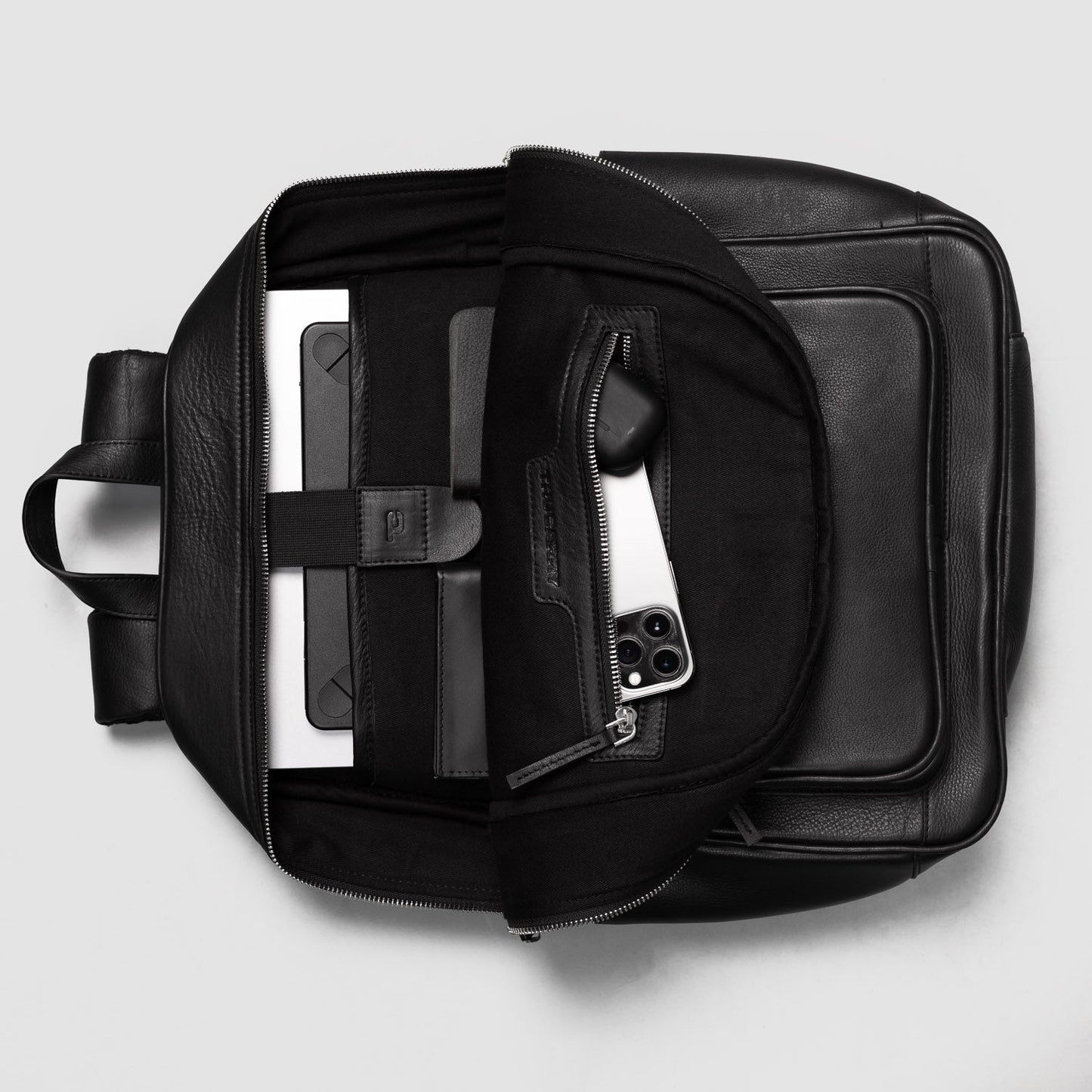 The Philos Black Leather Backpack
