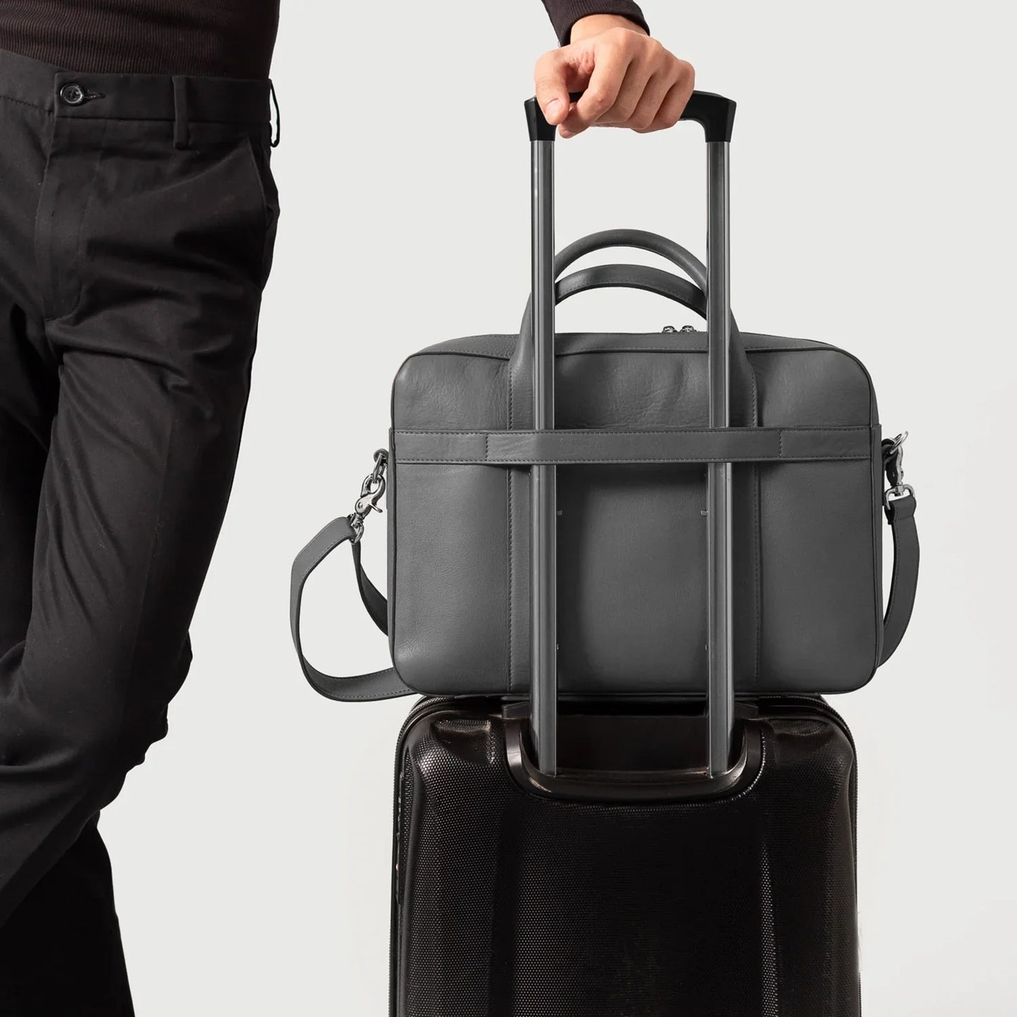 The Captain Grey Leather Briefcase