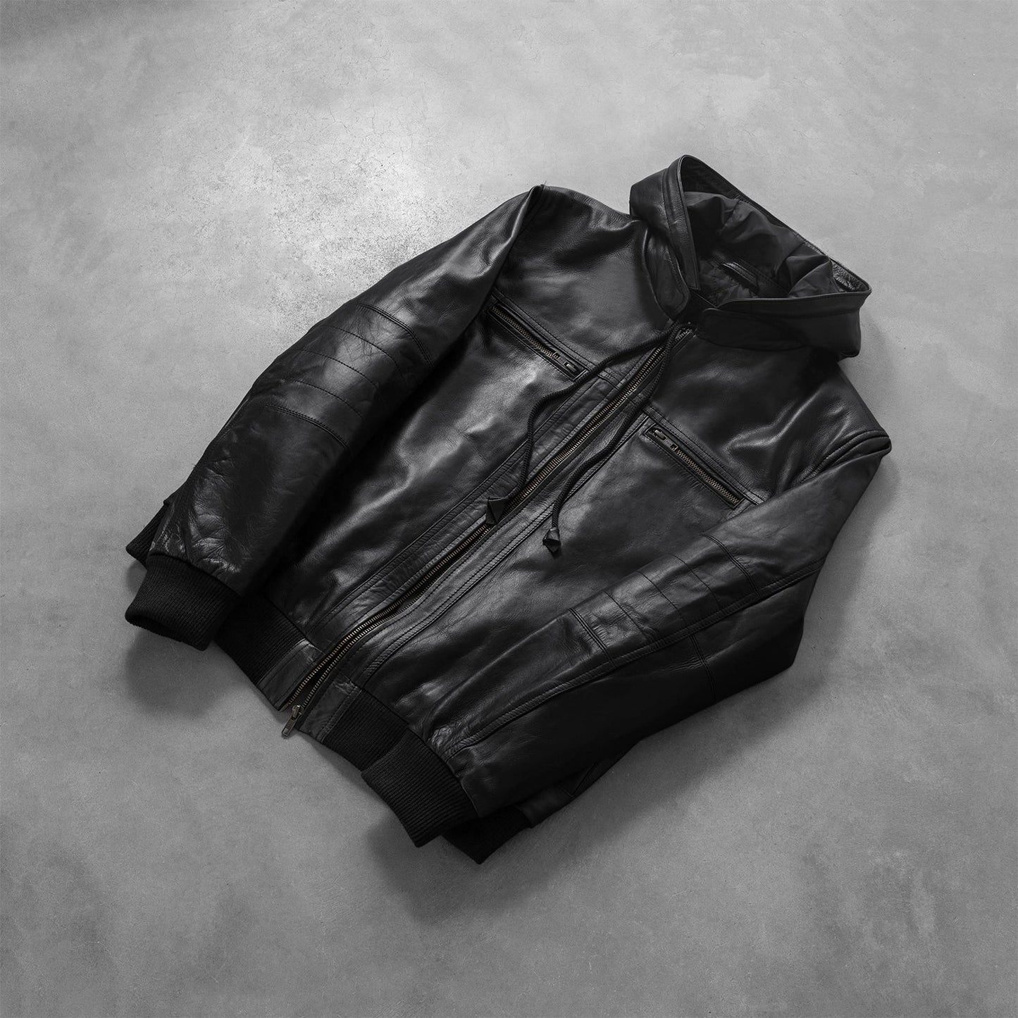 Bouncer Black Leather Bomber Jacket