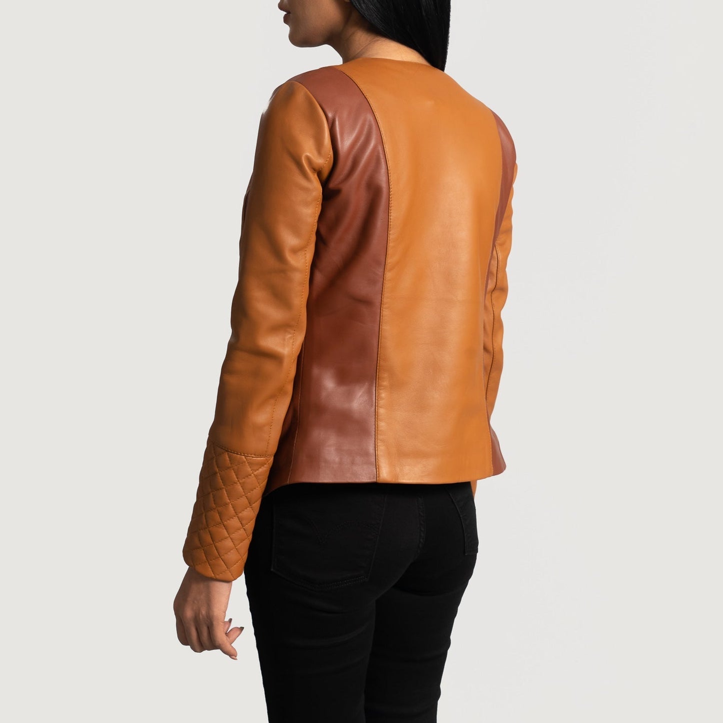 County Tan Overlap Leather Jacket SH617