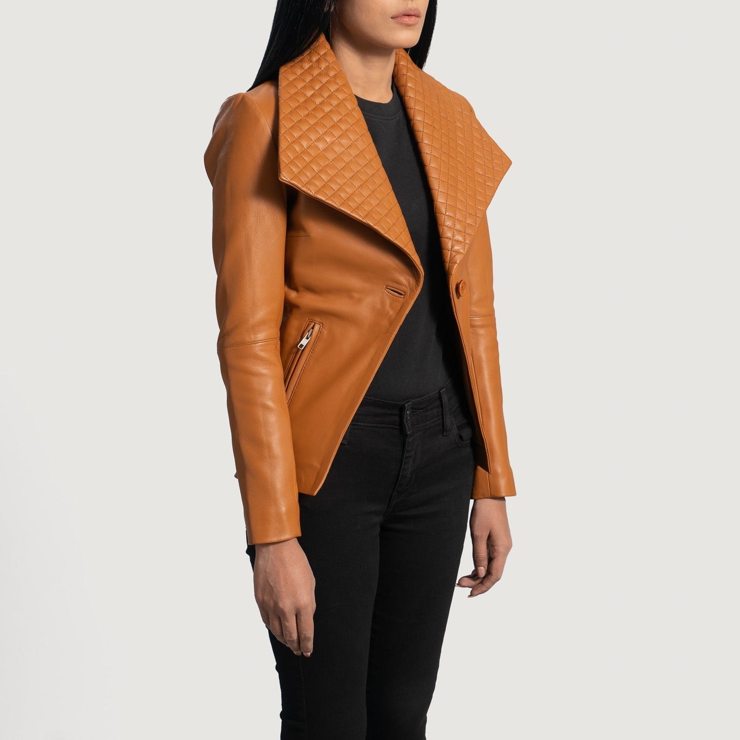 Lee Tan Brown Leather Blazer SH587