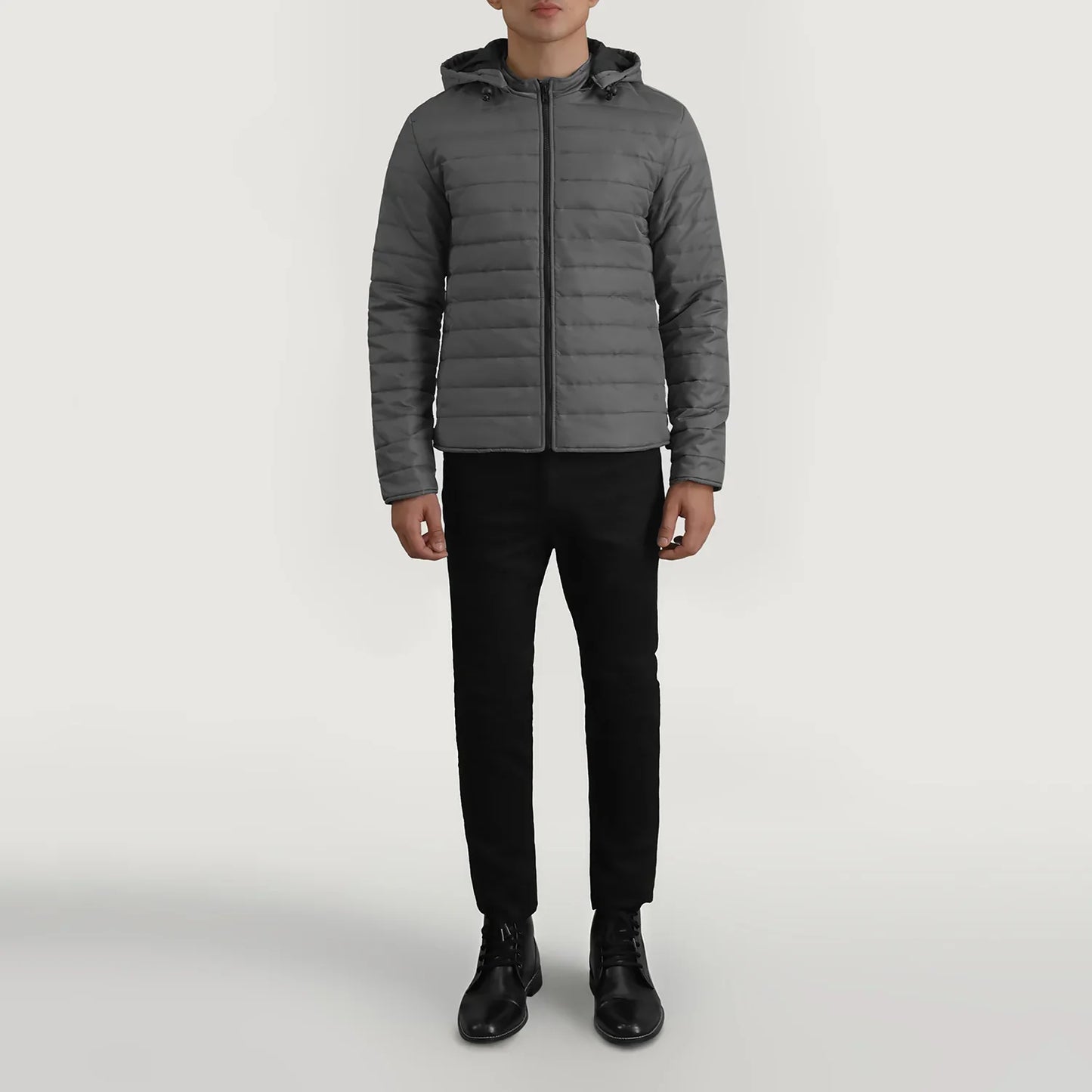 Tyler Grey Hooded Puffer Jacket SH52