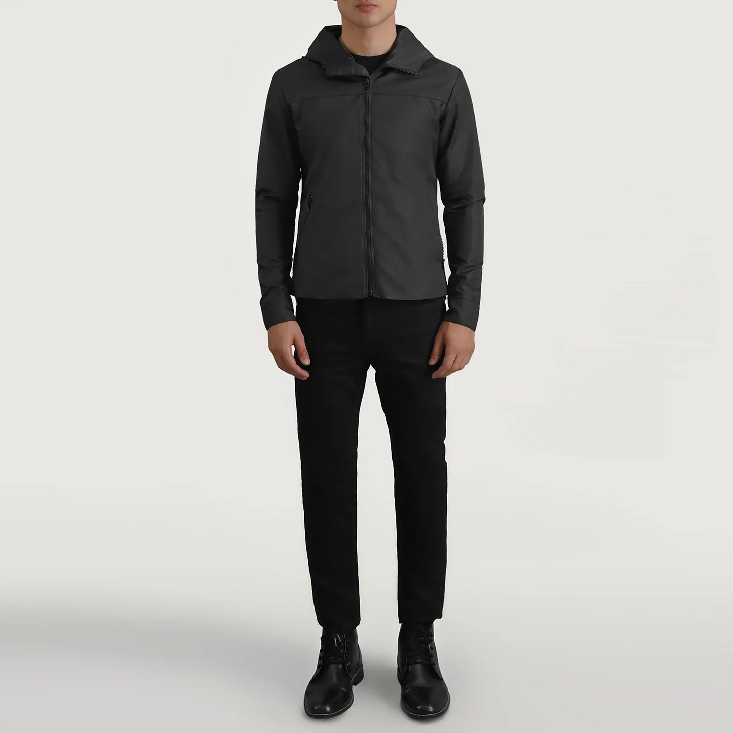Wesley Black Hooded Windbreaker Jacket SH31