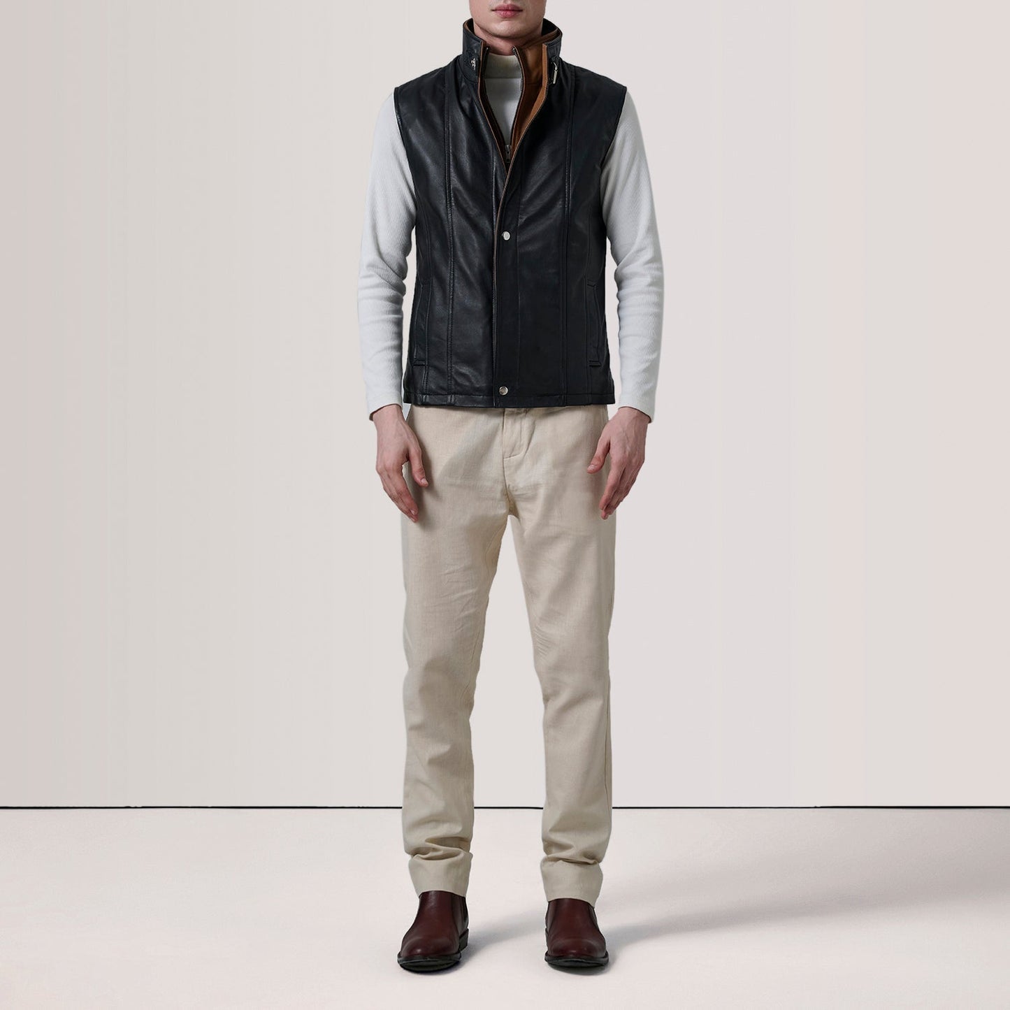 Zane Black Leather Vest SH10