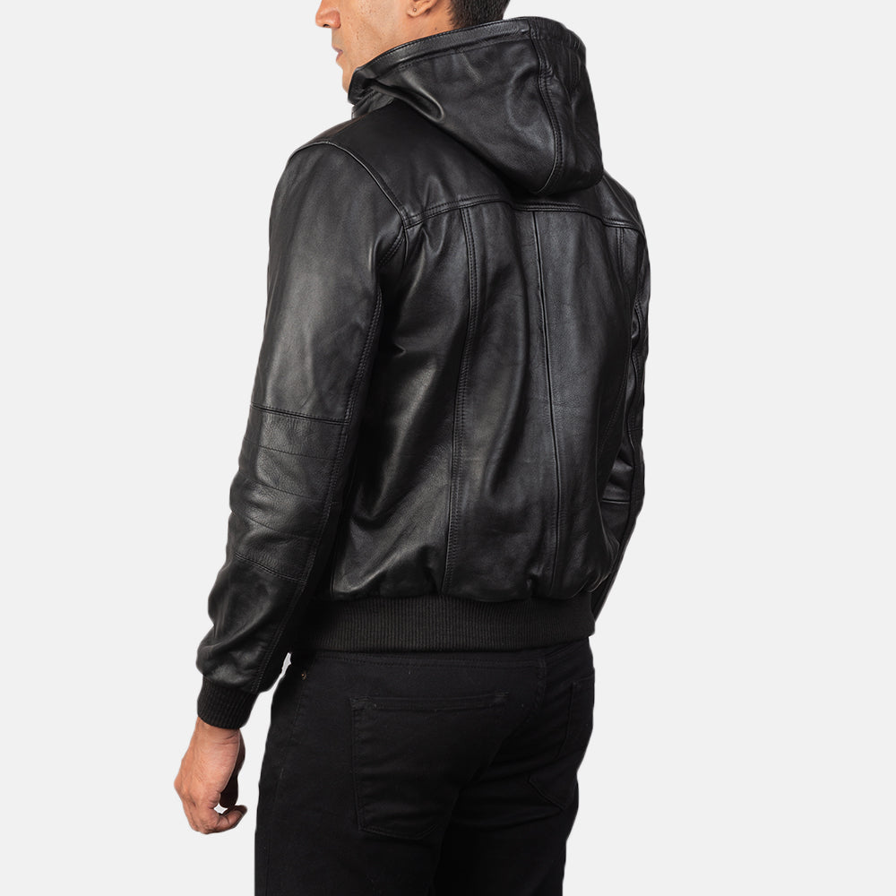 Bouncer Black Leather Bomber Jacket