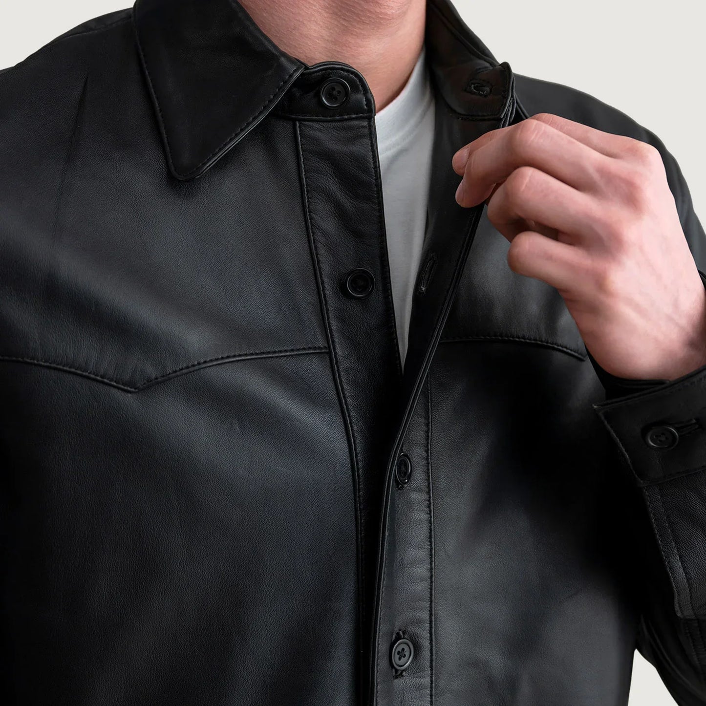 Bronco Black Leather Overshirt