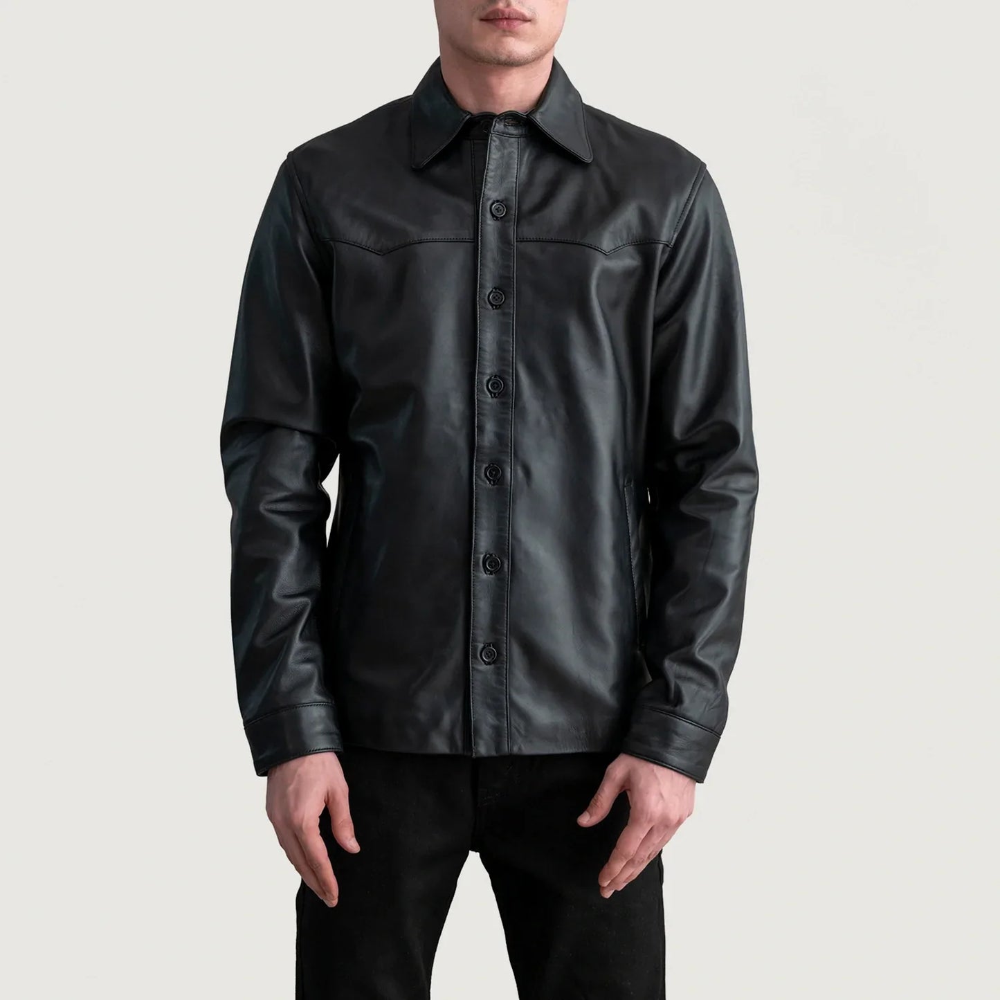 Bronco Black Leather Overshirt