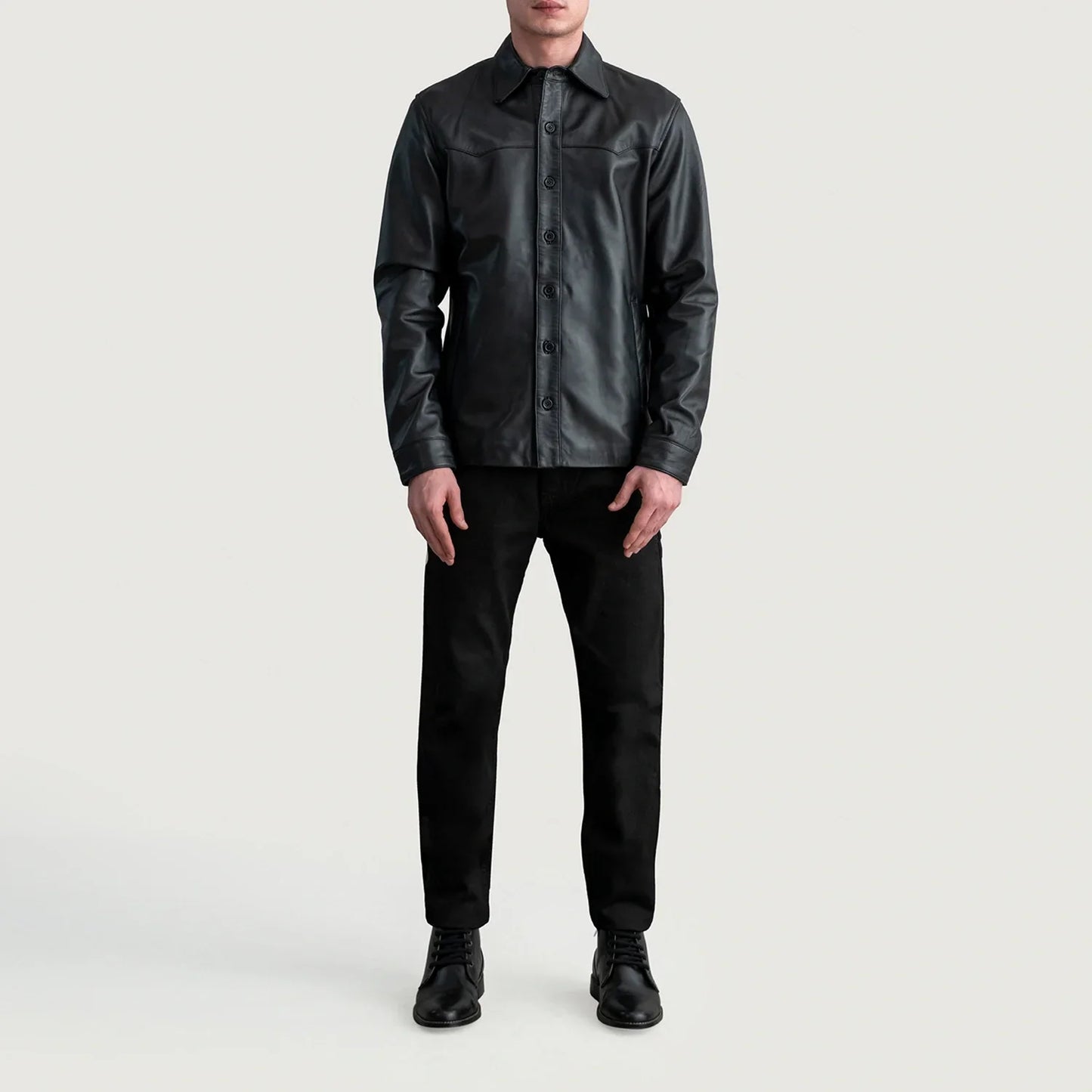 Bronco Black Leather Overshirt
