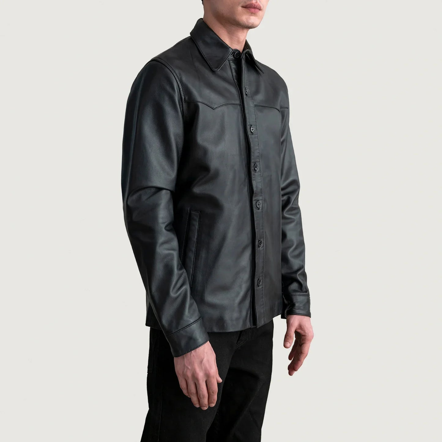 Bronco Black Leather Overshirt