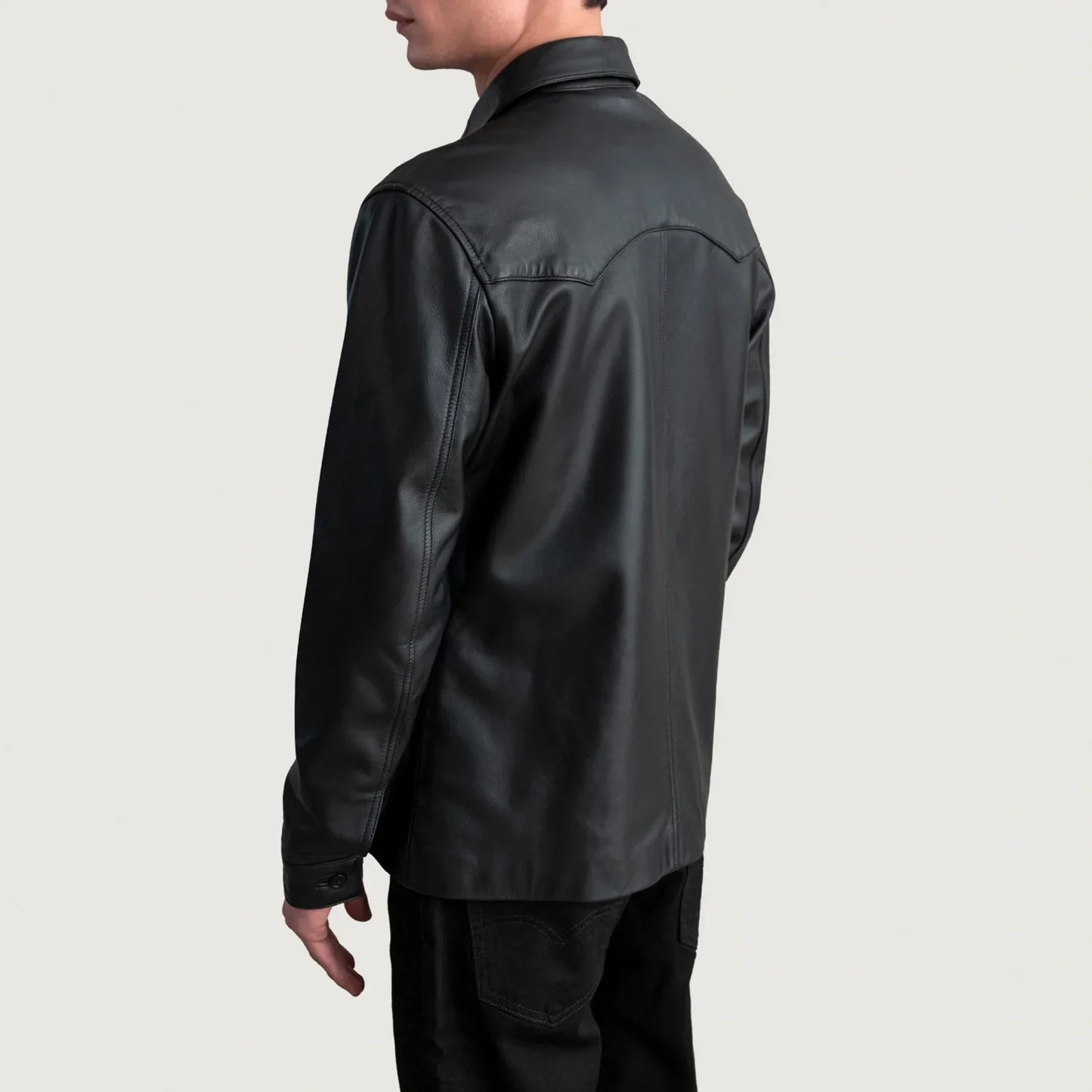 Bronco Black Leather Overshirt