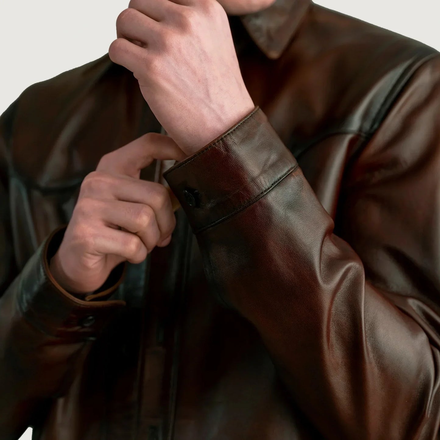 Bronco Distressed Brown Leather Overshirt