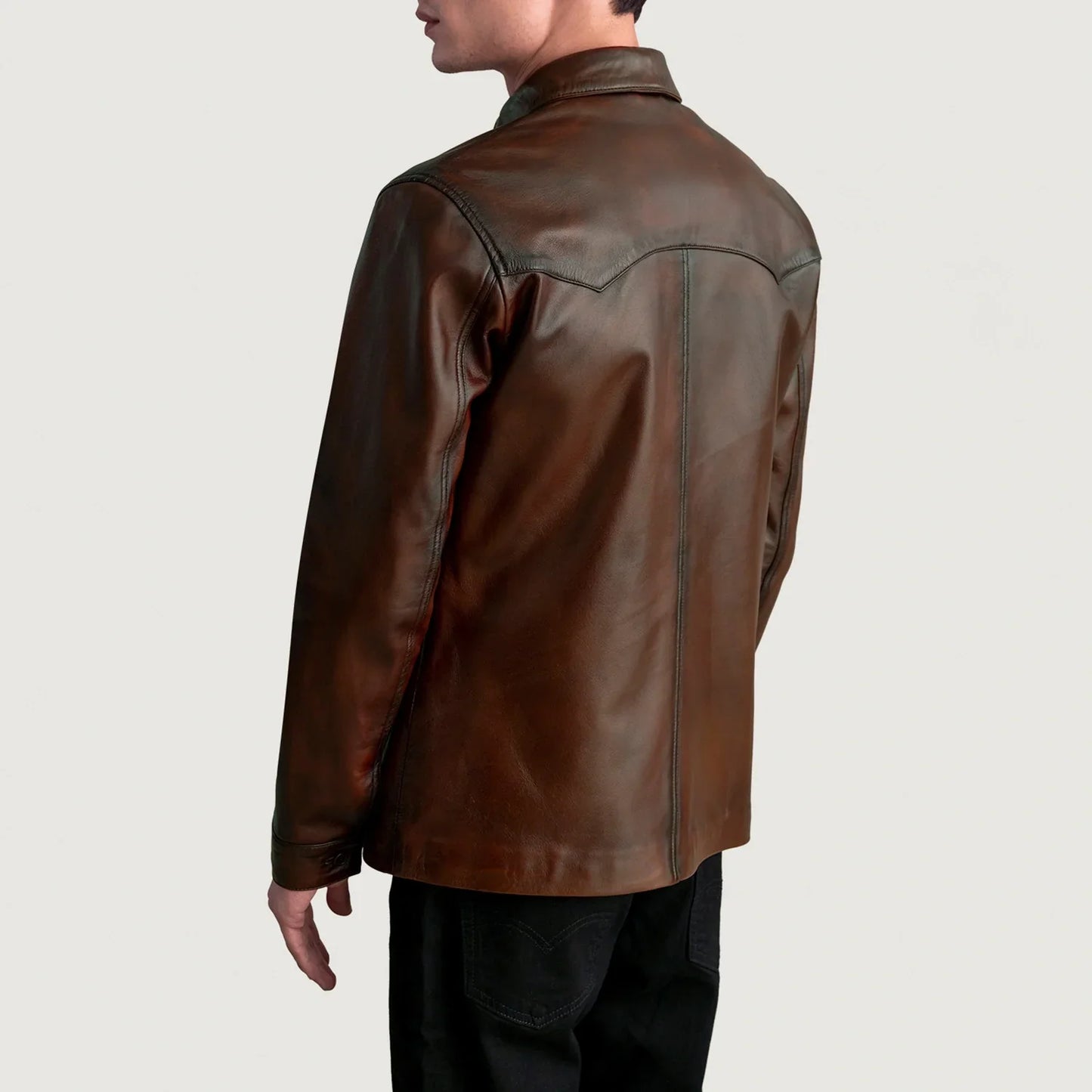 Bronco Distressed Brown Leather Overshirt