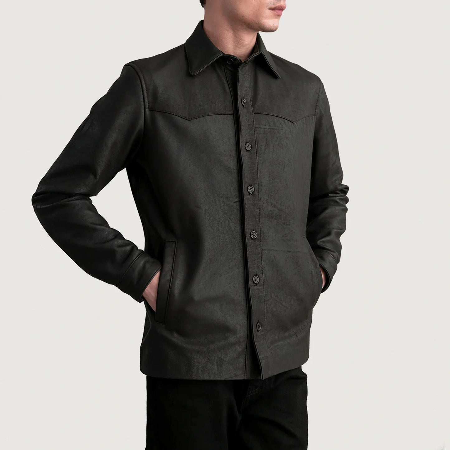 Bronco Tumbled Brown Leather Overshirt