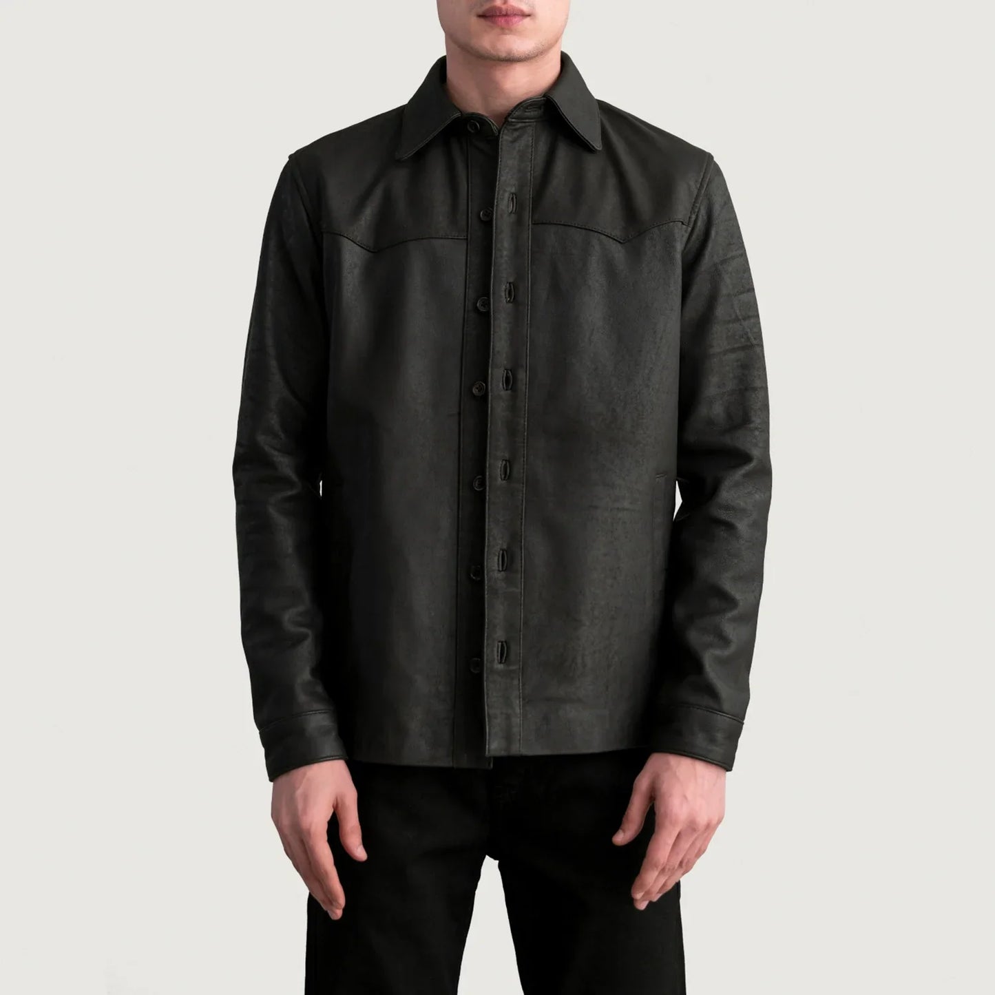 Bronco Tumbled Brown Leather Overshirt