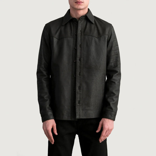 Bronco Tumbled Brown Leather Overshirt