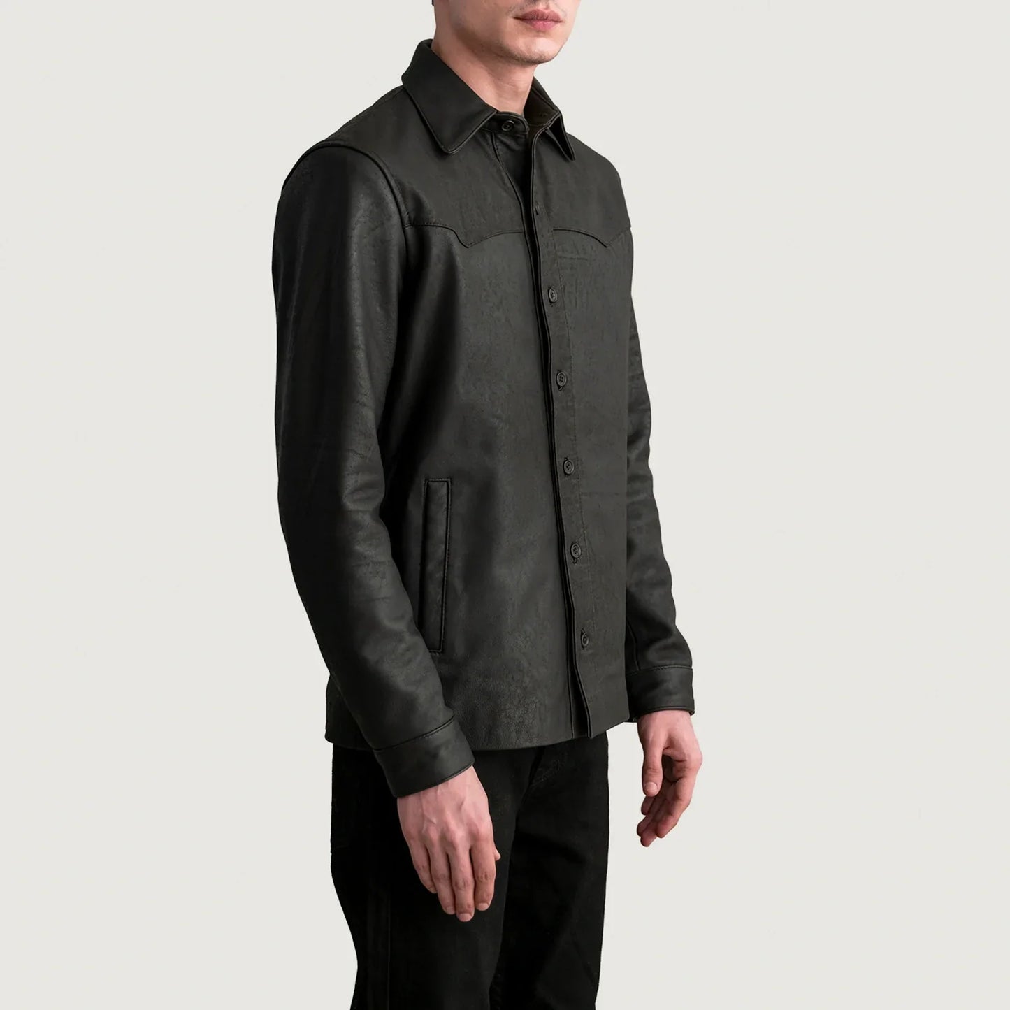 Bronco Tumbled Brown Leather Overshirt