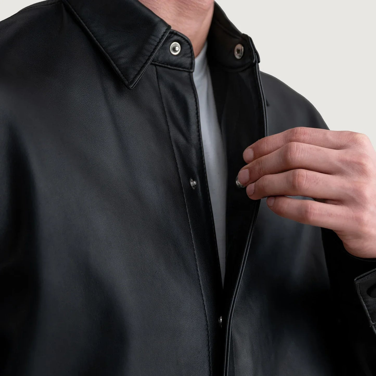 Haven Black Leather Overshirt