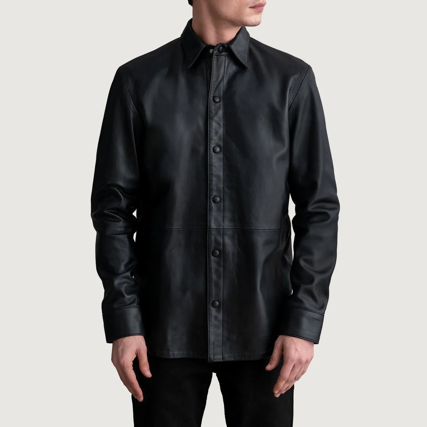Haven Black Leather Overshirt