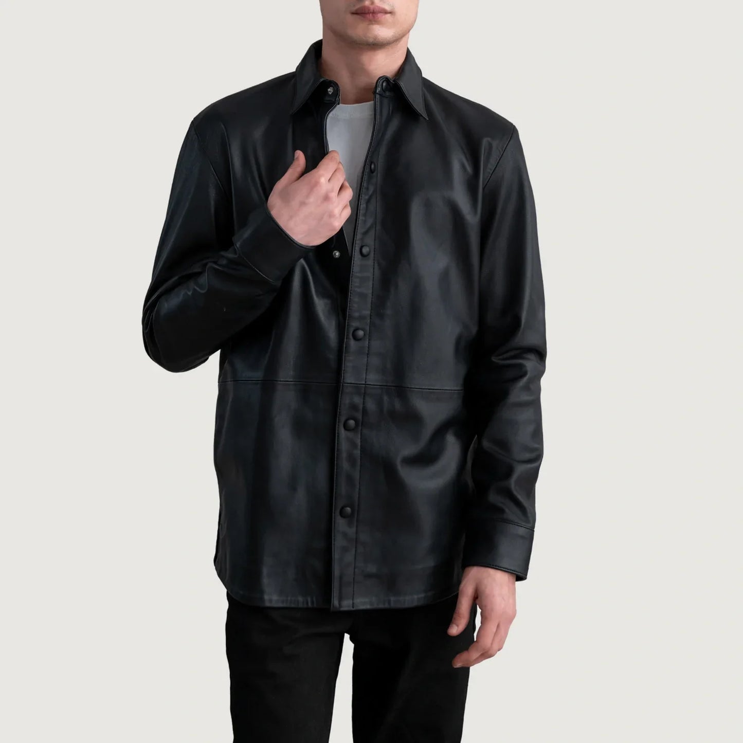 Haven Black Leather Overshirt