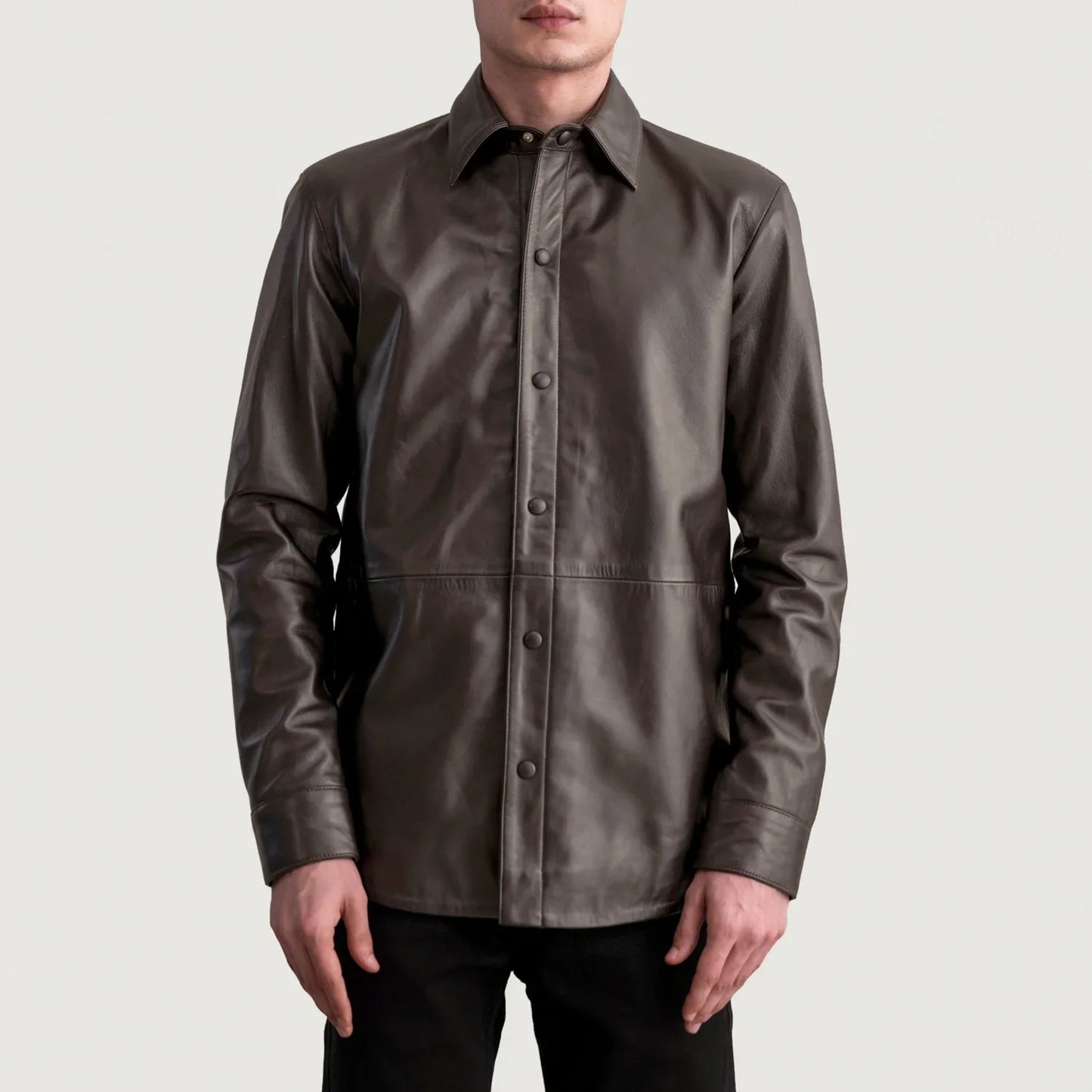 Haven Brown Leather Overshirt