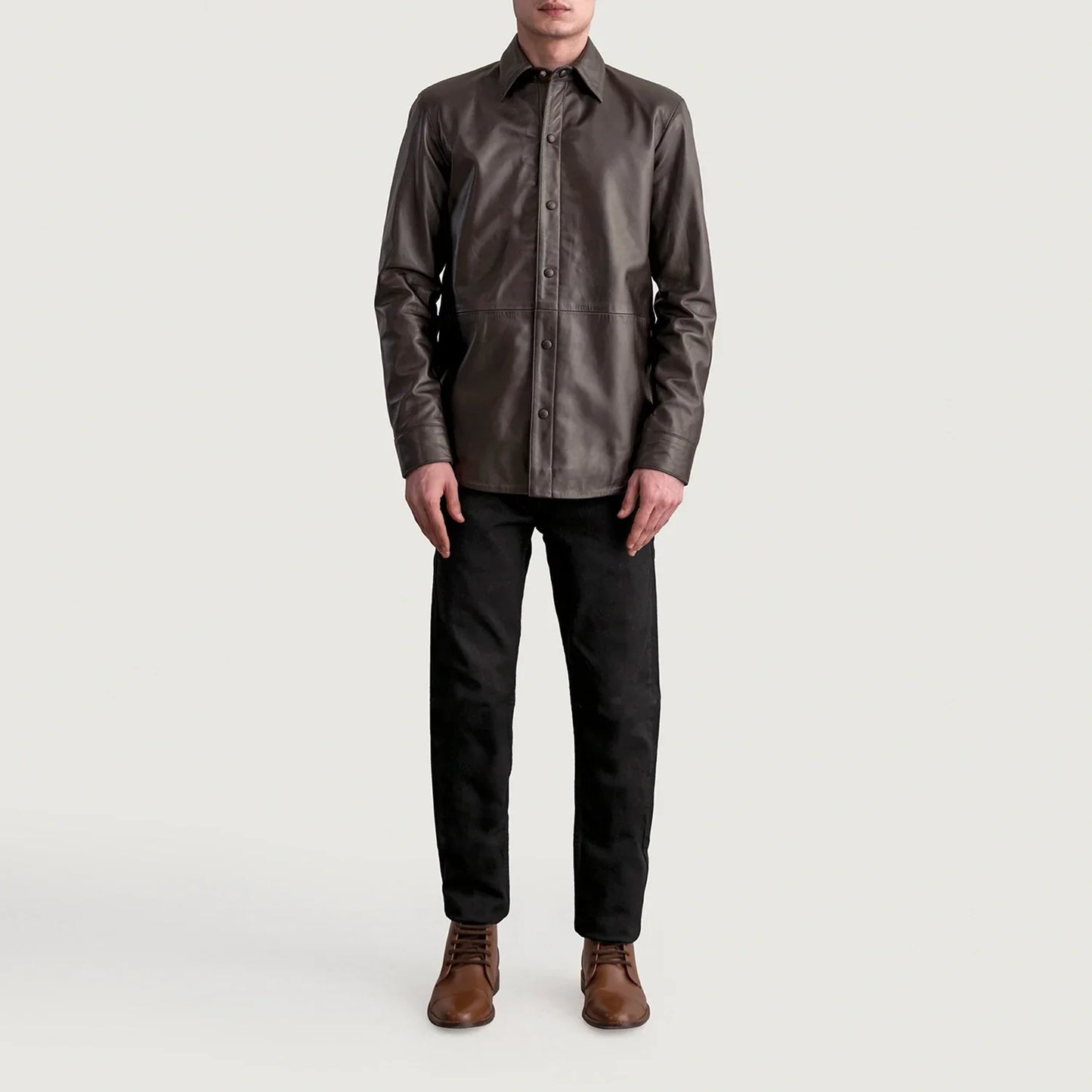 Haven Brown Leather Overshirt