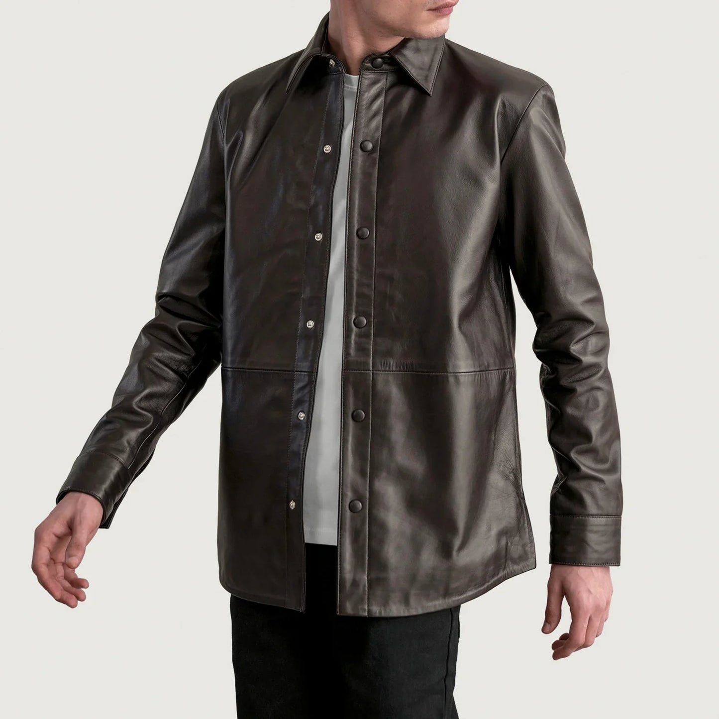 Haven Brown Leather Overshirt