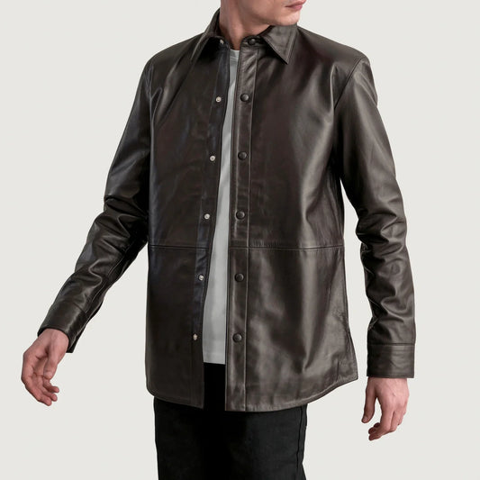 Haven Brown Leather Overshirt