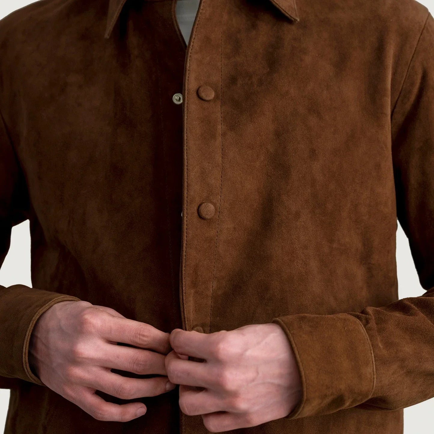 Haven Brown Suede Leather Overshirt