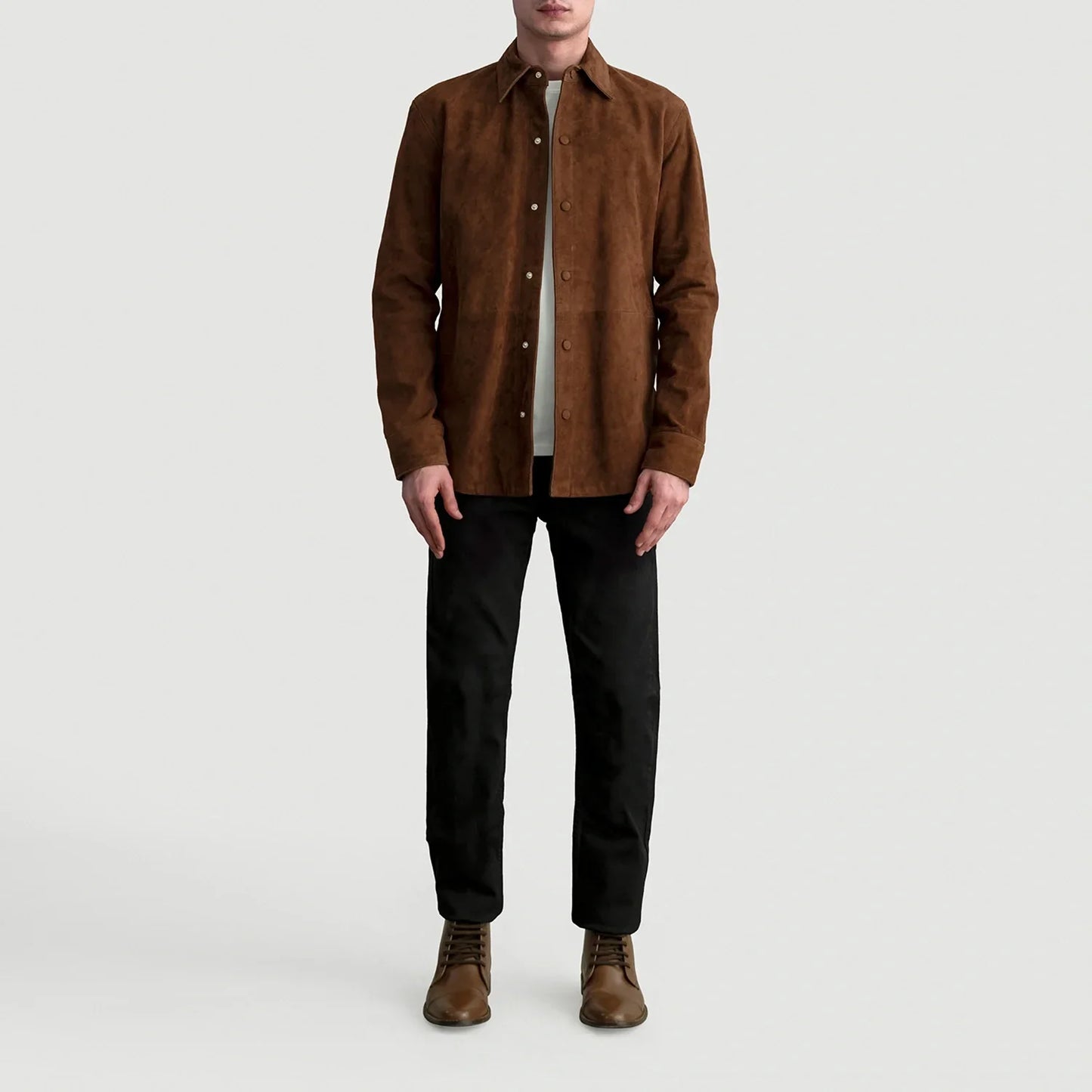 Haven Brown Suede Leather Overshirt