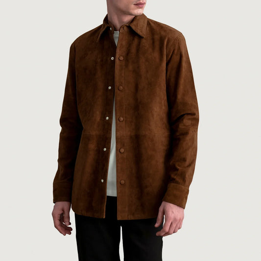 Haven Brown Suede Leather Overshirt