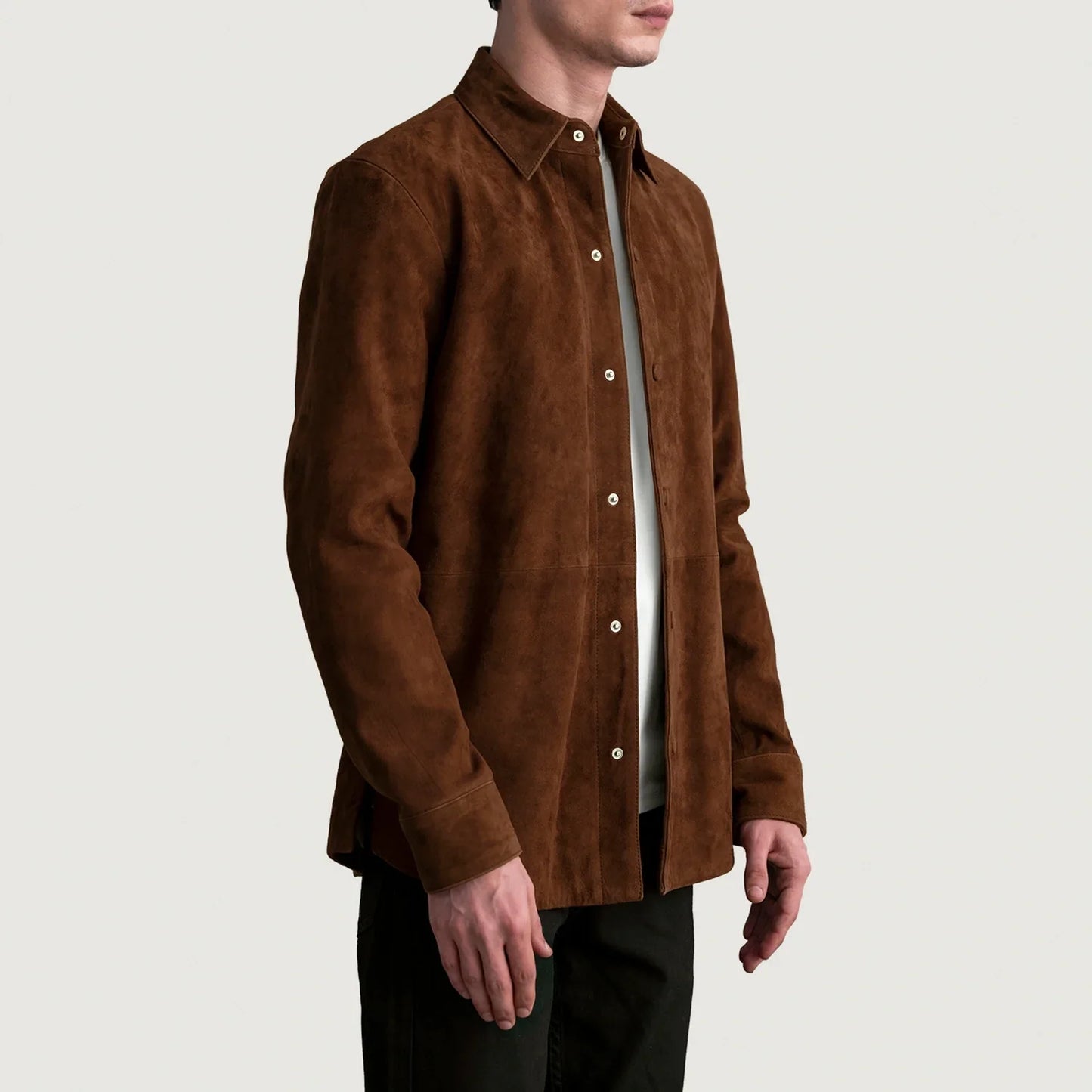 Haven Brown Suede Leather Overshirt