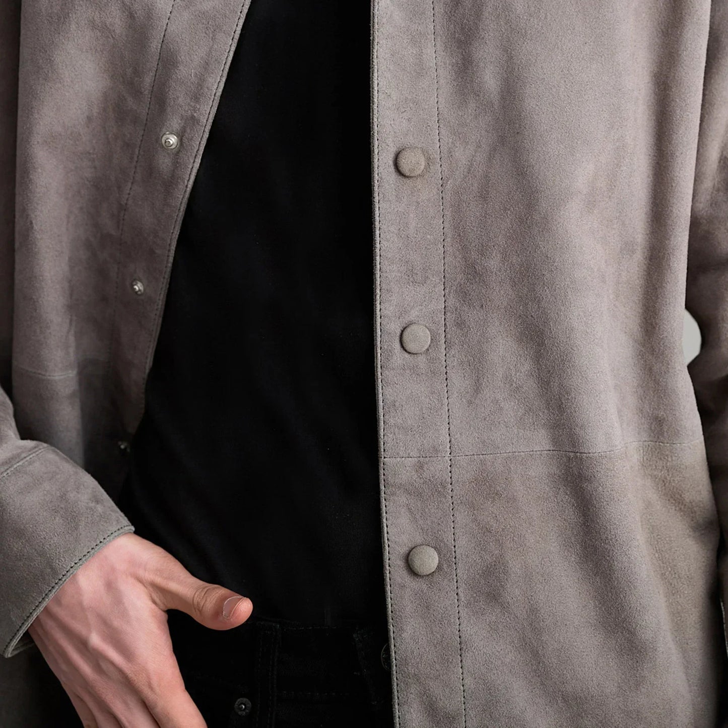 Haven Grey Suede Leather Overshirt