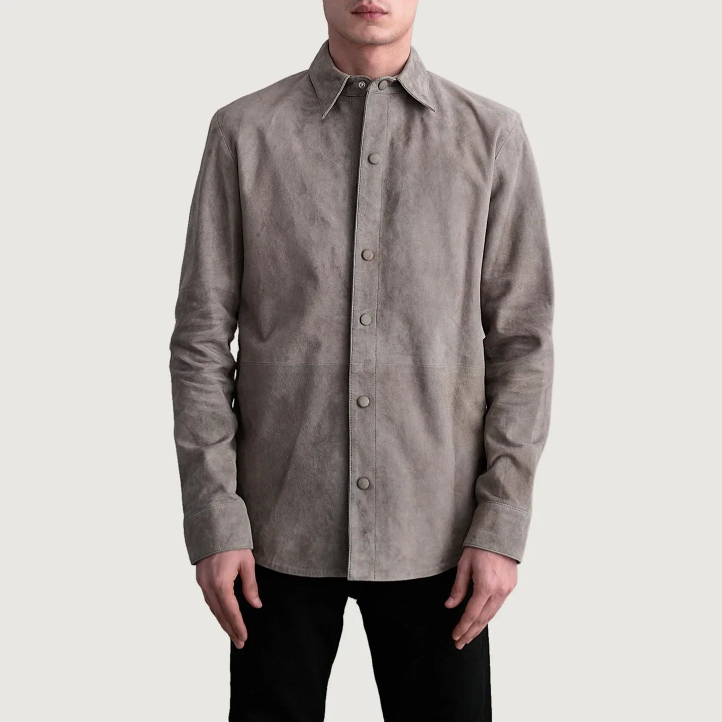 Haven Grey Suede Leather Overshirt