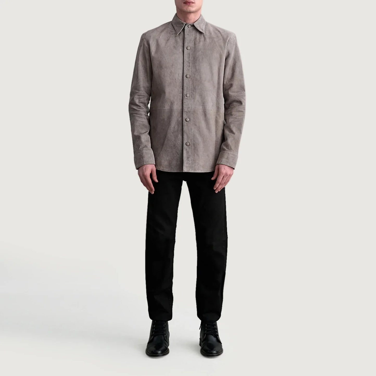 Haven Grey Suede Leather Overshirt