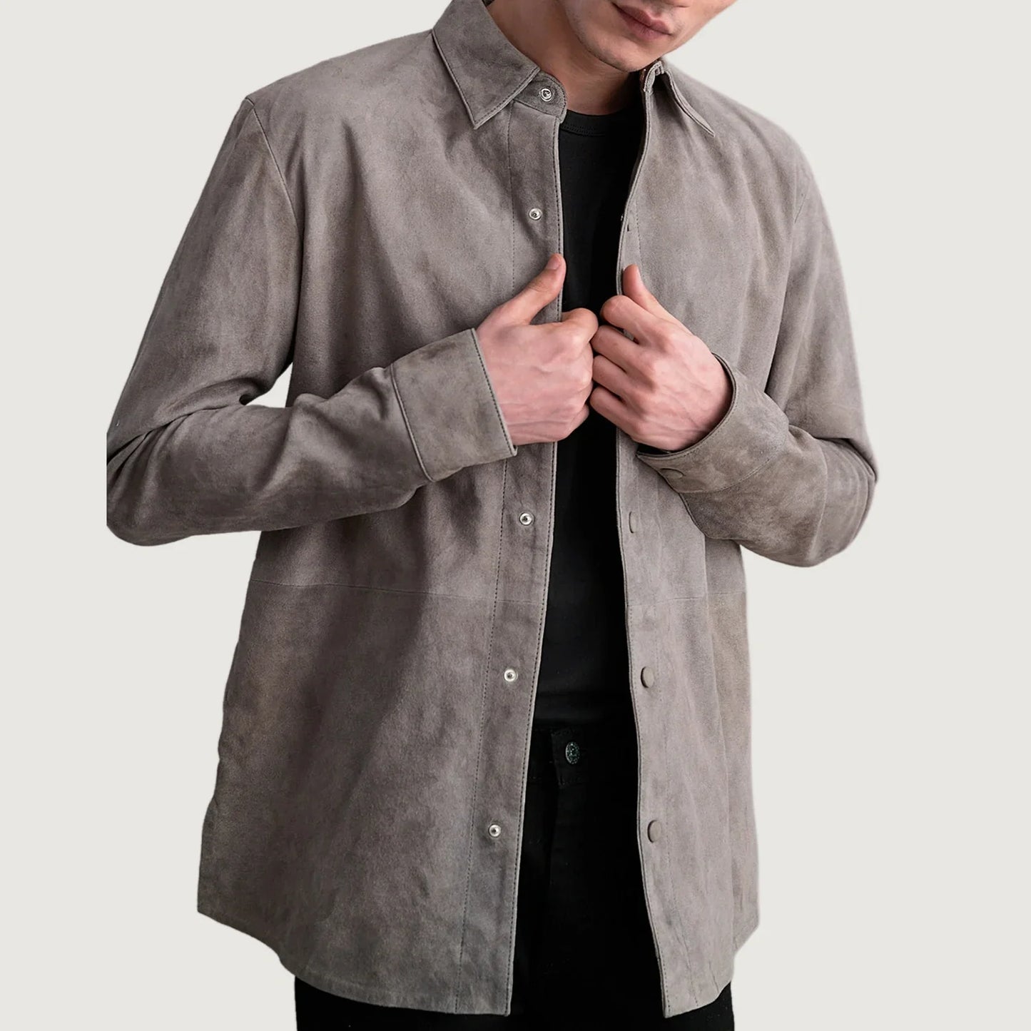 Haven Grey Suede Leather Overshirt