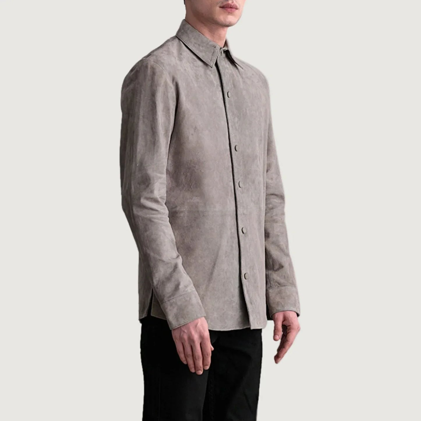 Haven Grey Suede Leather Overshirt