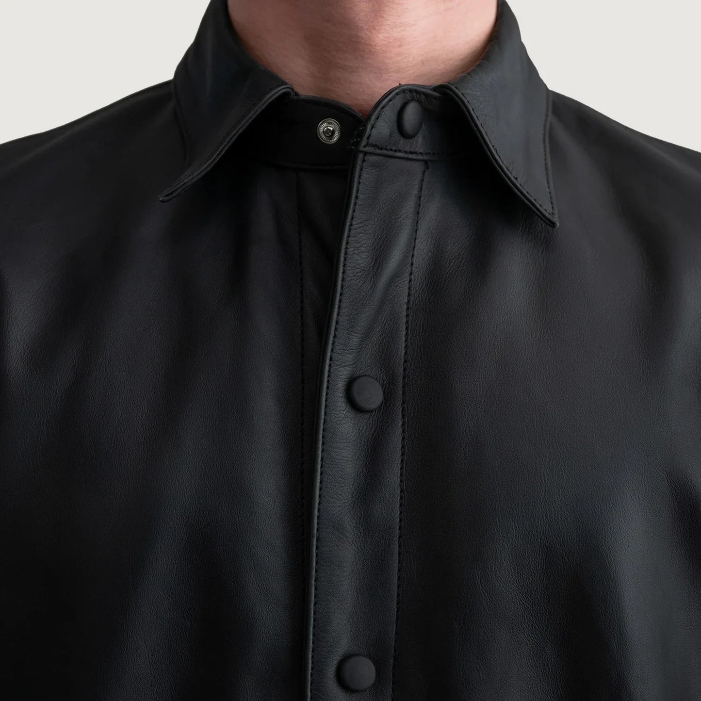 Haven Matte Black Leather Overshirt