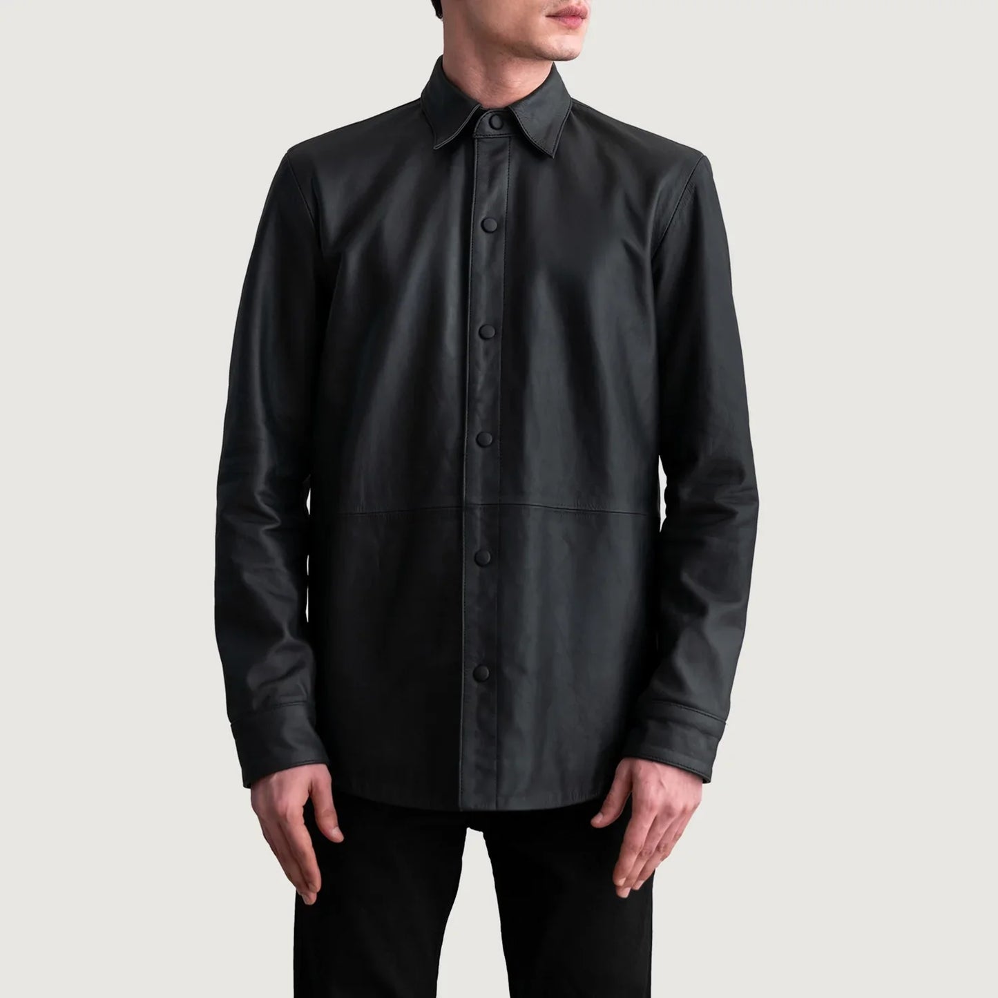 Haven Matte Black Leather Overshirt