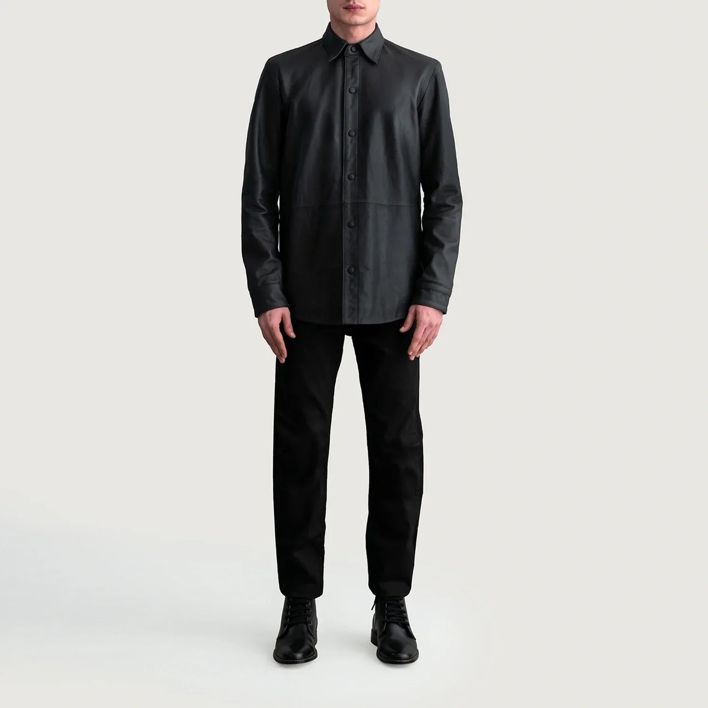 Haven Matte Black Leather Overshirt