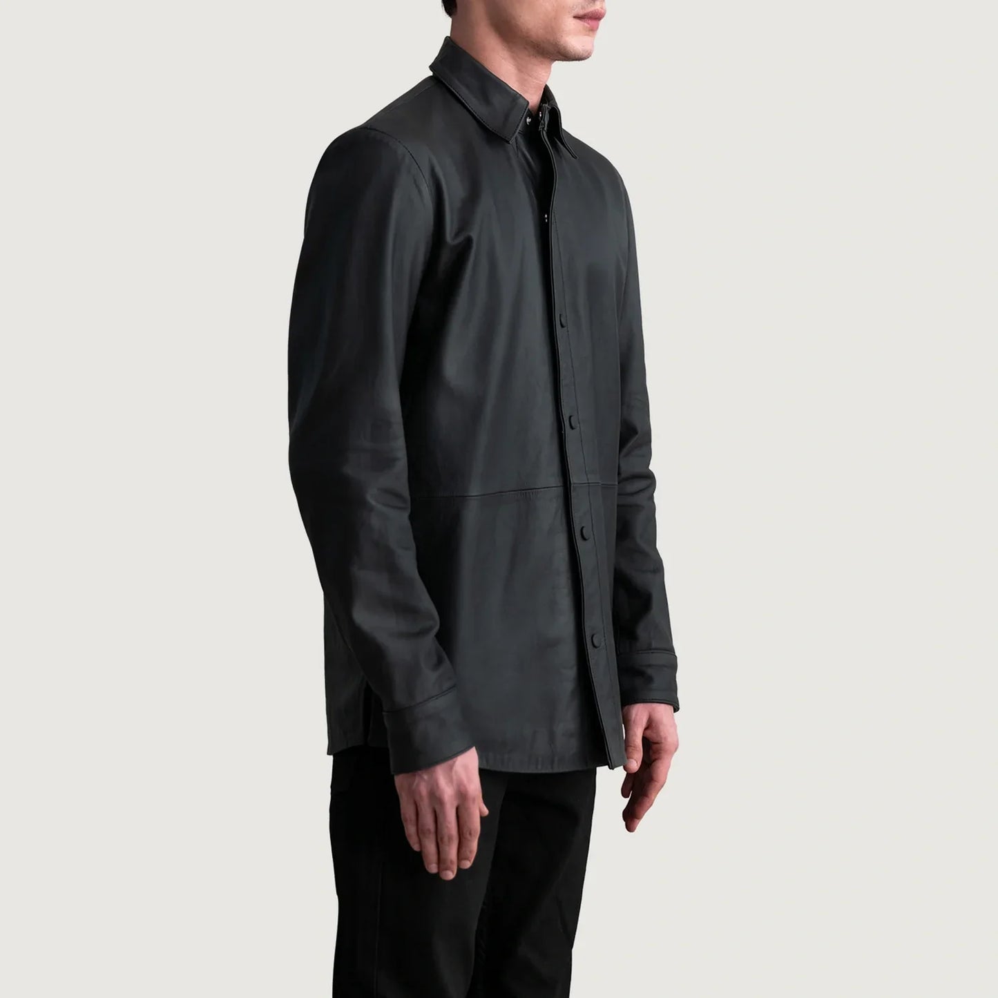 Haven Matte Black Leather Overshirt