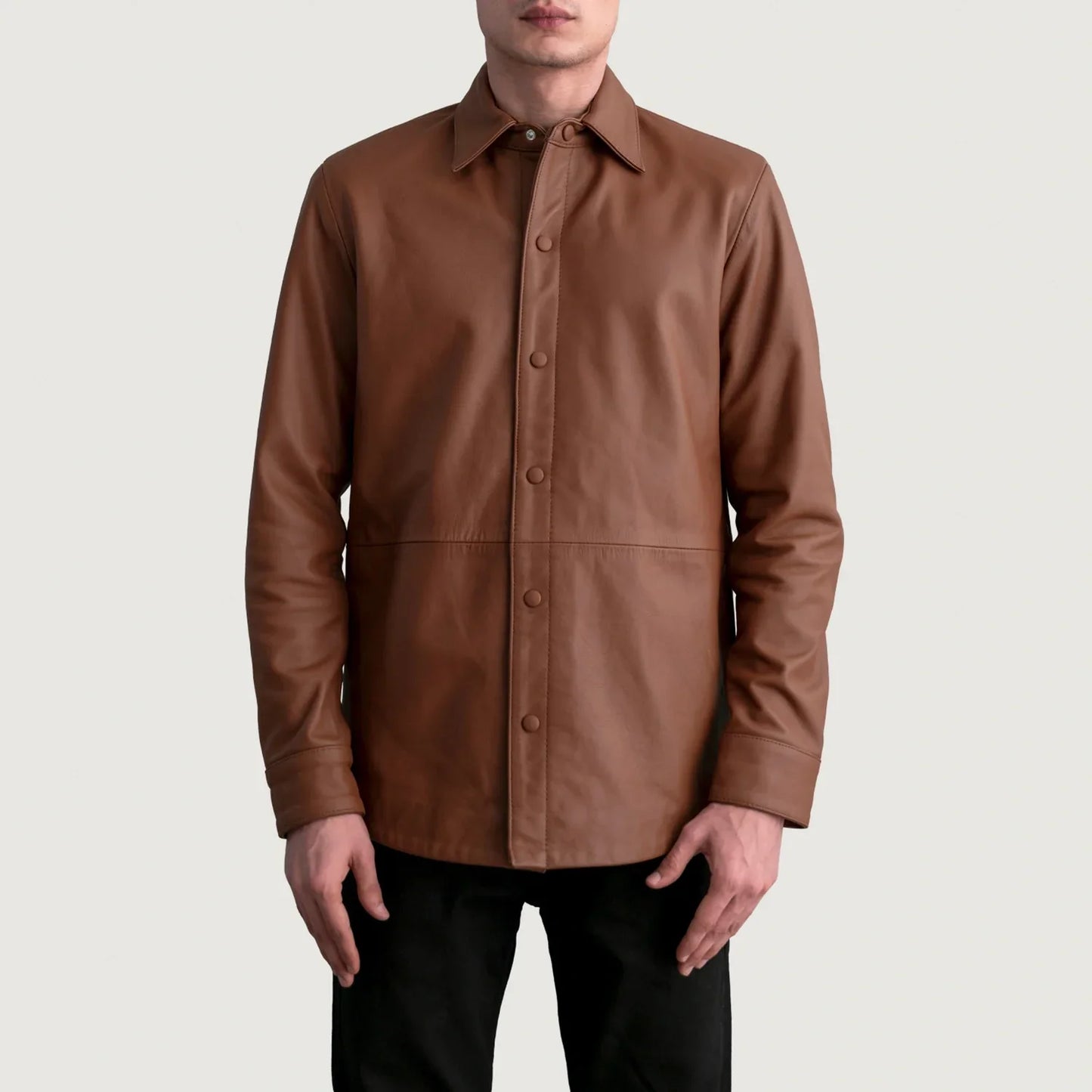 Haven Matte Brown Leather Overshirt